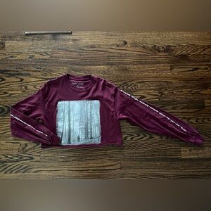TAYLOR SWIFT Folklore In The Trees Album Long Sleeve Crop T Shirt Medium Maroon